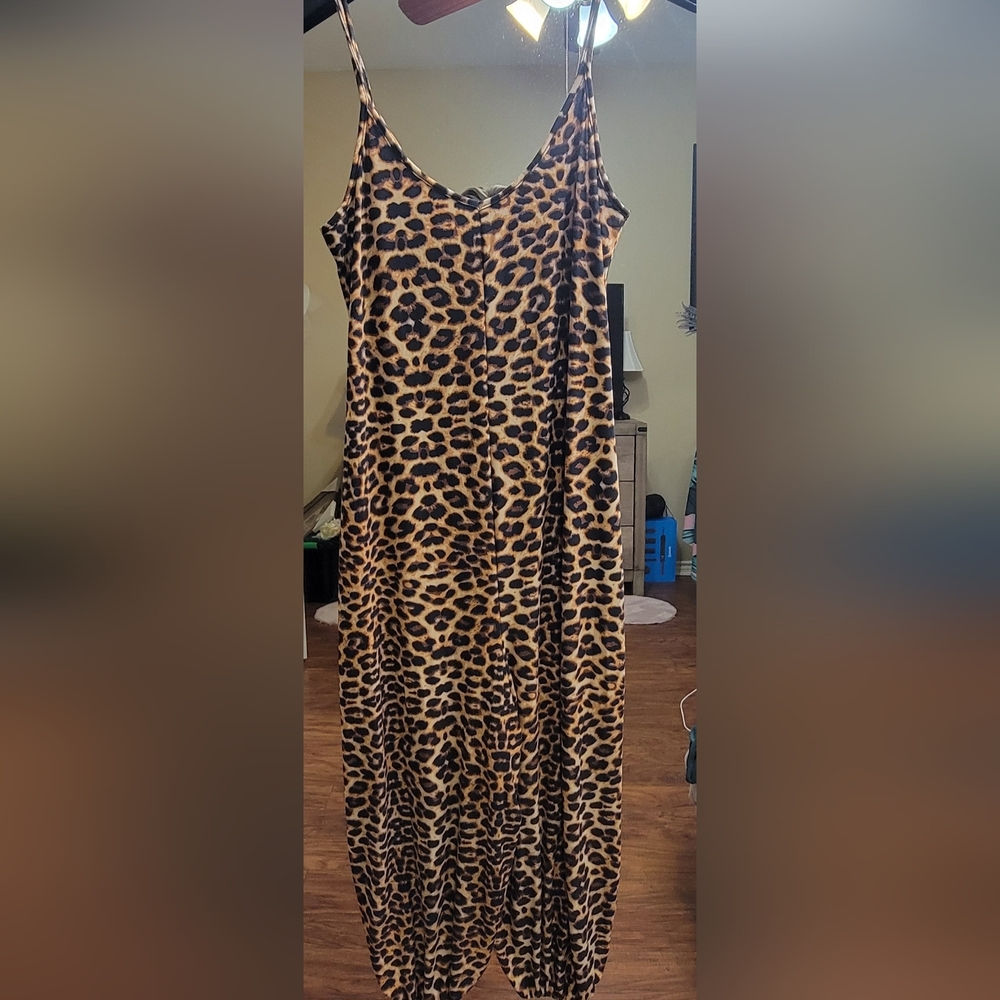 Animal print romper, stretchy